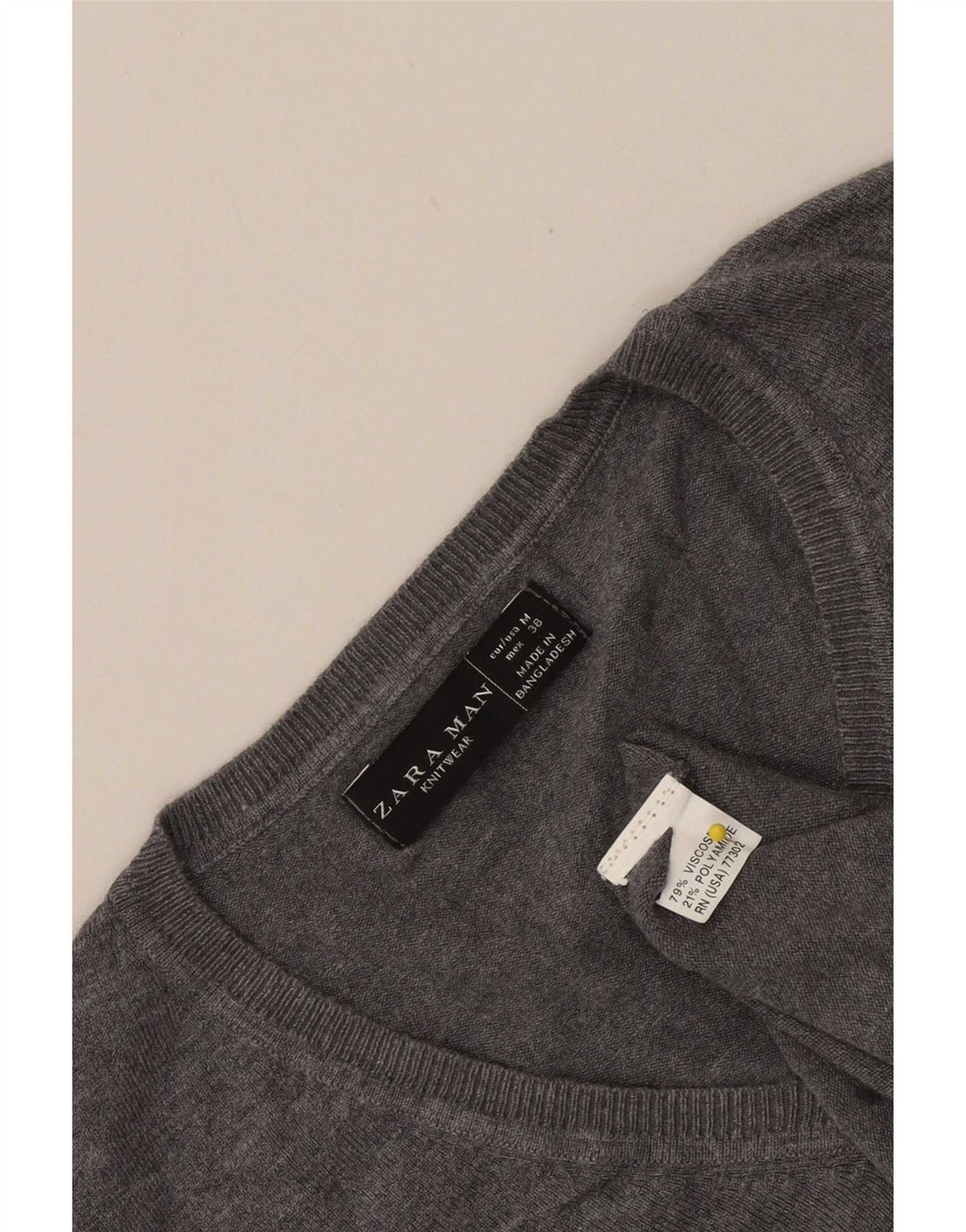 Zara Мужской джемпер с V-образным вырезом, средний серый цветной вискоза