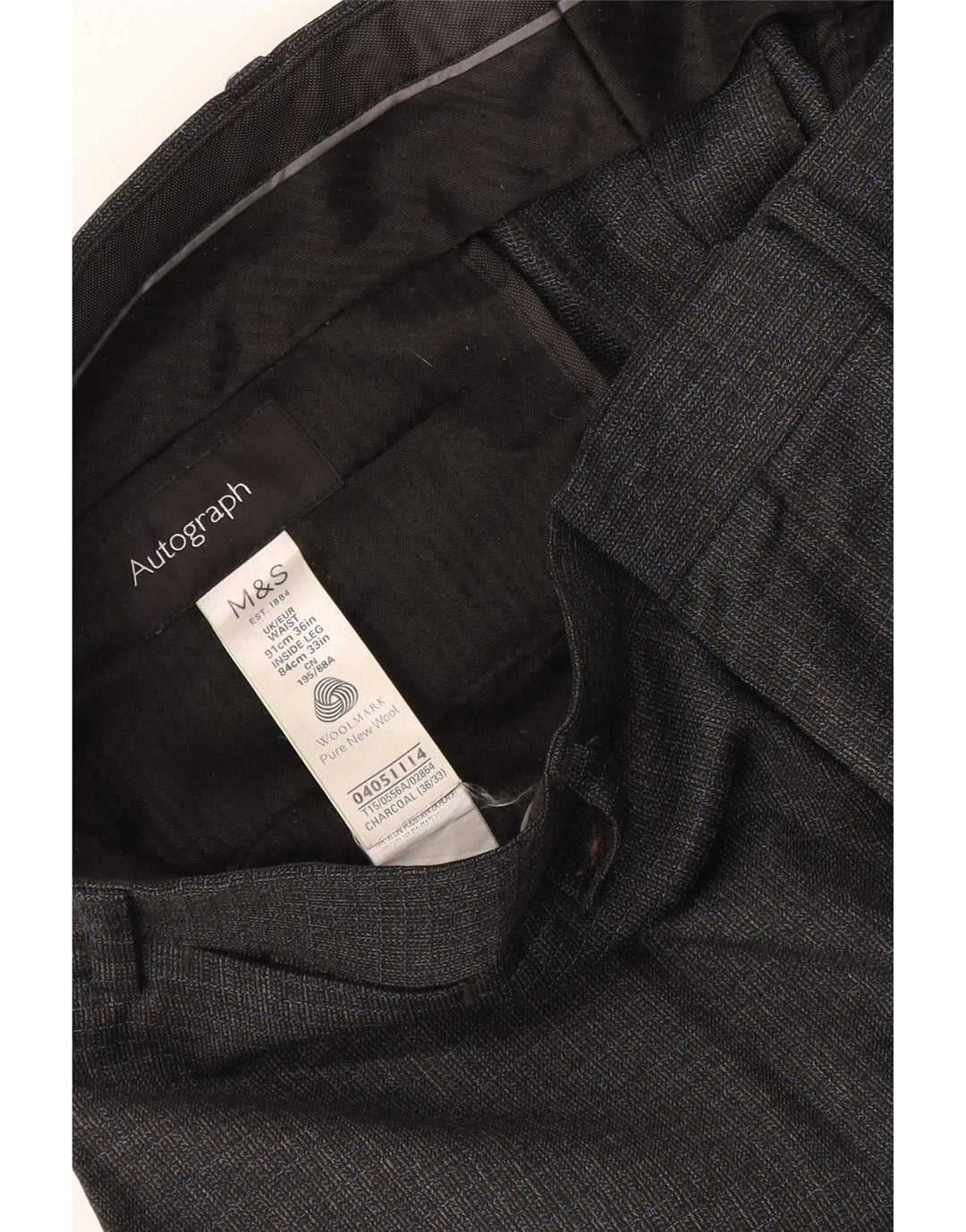 Мужские прямые костюмные брюки Marks & Spencer с автографом W36 L33 серые, шерстяные