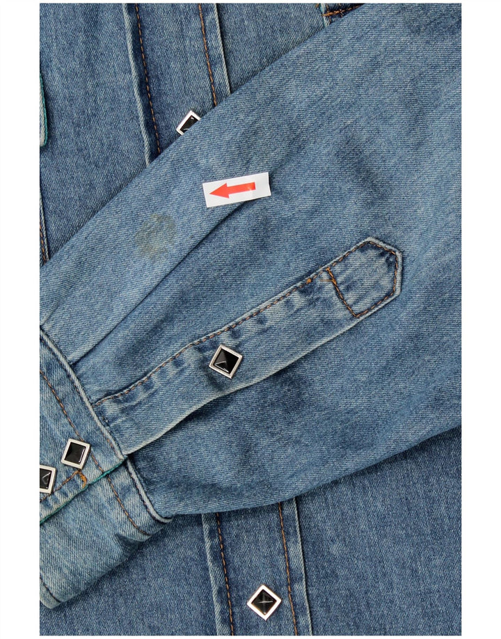 Женская джинсовая рубашка оверсайз Etro IT 46, большая синяя хлопковая рубашка с цветочным принтом