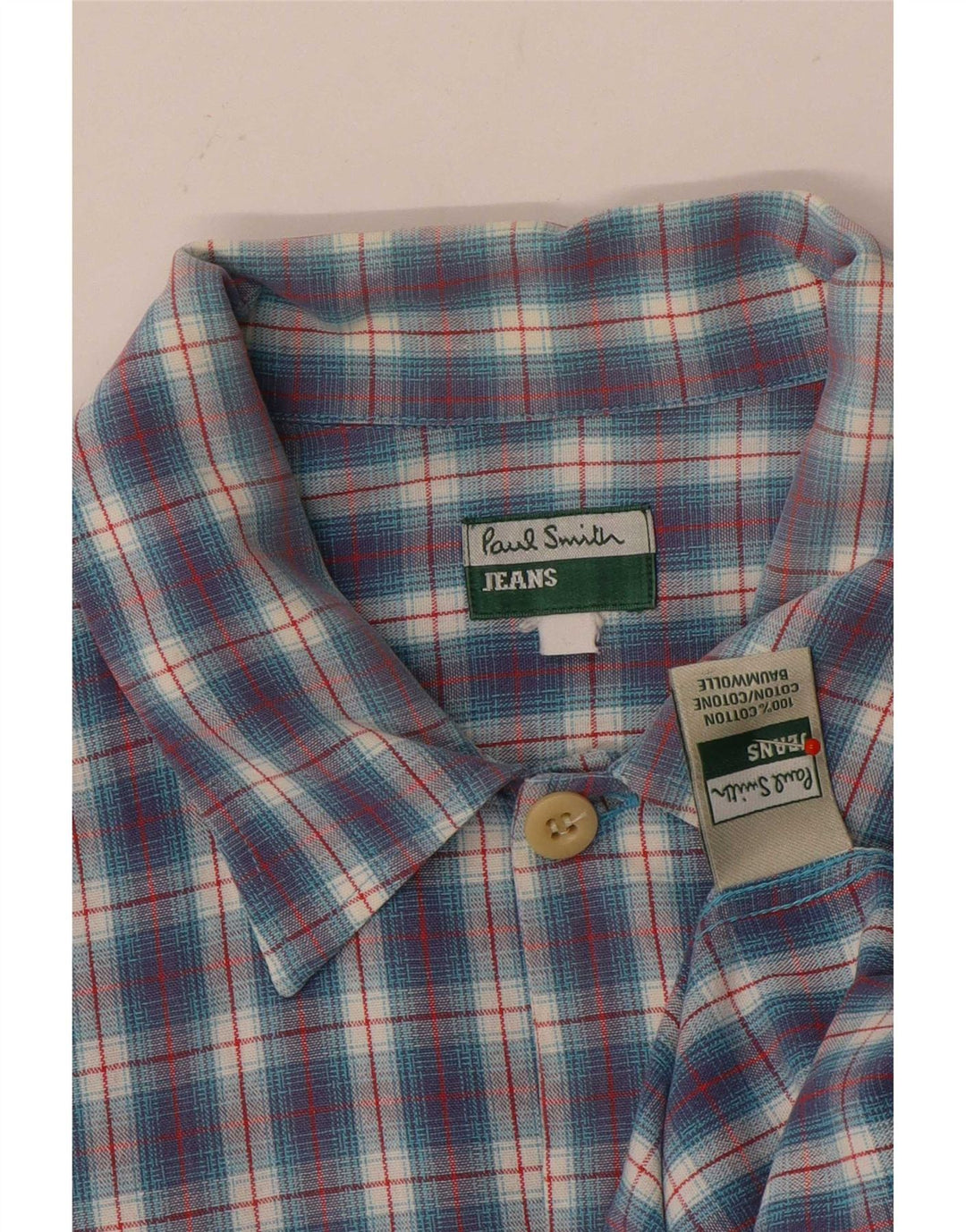 Мужская рубашка с коротким рукавом Paul Smith, большая синяя клетка, хлопок
