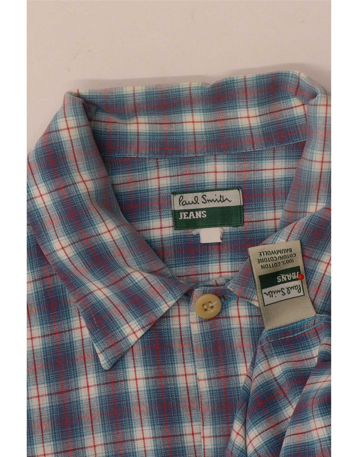 Мужская рубашка с коротким рукавом Paul Smith, большая синяя клетка, хлопок