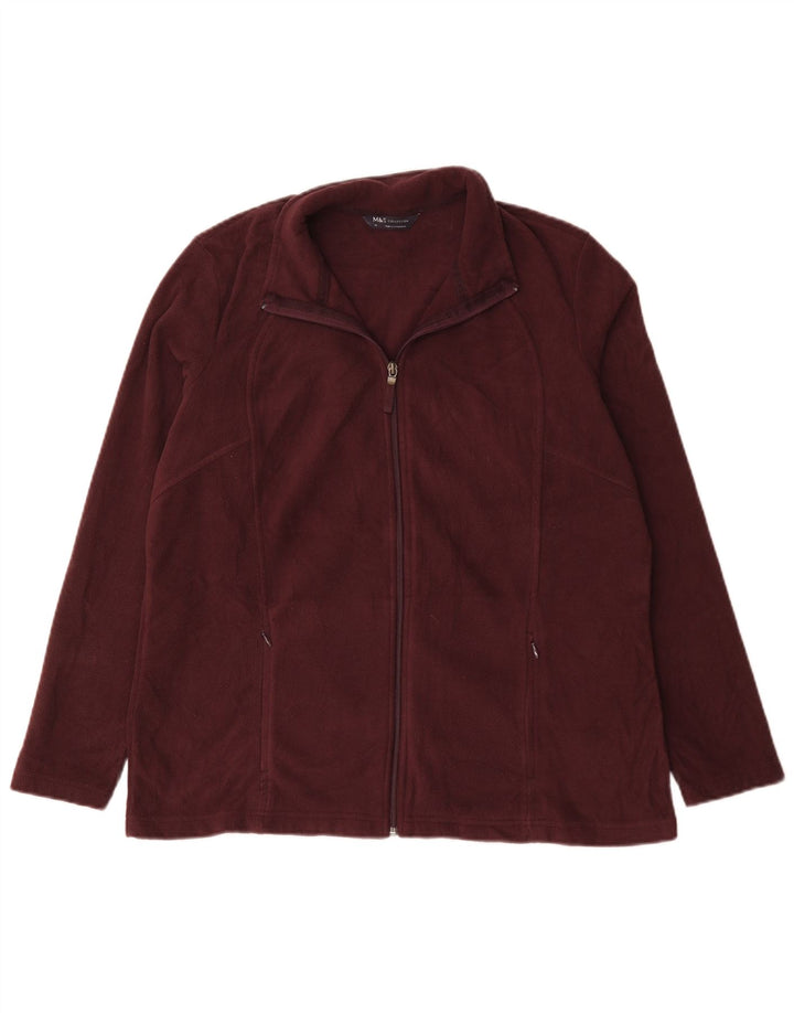 Женская флисовая куртка оверсайз Marks & Spencer UK 18 XL бордового цвета из полиэстера