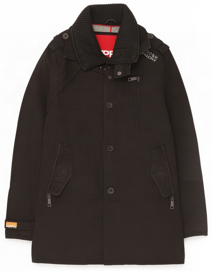 Мужской тренч Superdry UK 38, средний черный, хлопок