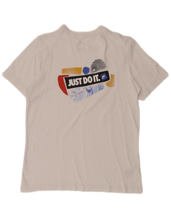 Мужская футболка с рисунком NIKE, средний белый хлопок, белый цвет