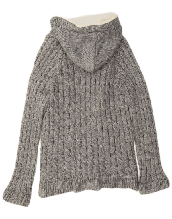 Женский кардиган с капюшоном Zara UK 14, средний серый акрил