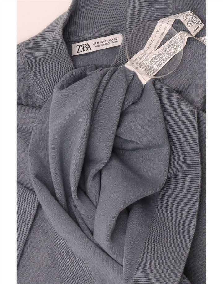 Zara Мужская футболка из вискозы среднего синего цвета