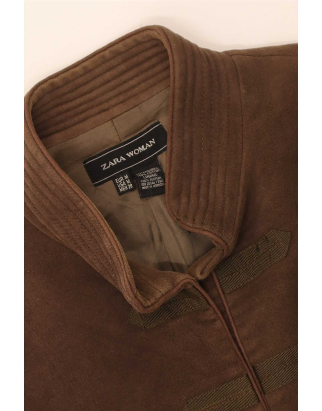 Женский открытый бомбер Zara UK 12, хлопковый средний коричневый цвет