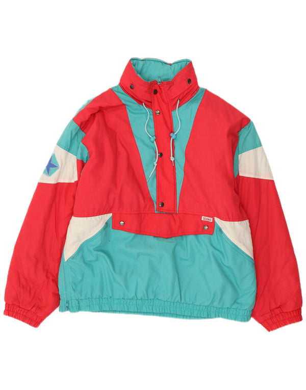 Мужской анорак оверсайз с капюшоном VINTAGE, размер UK 40, большой синий цвет с цветными блоками