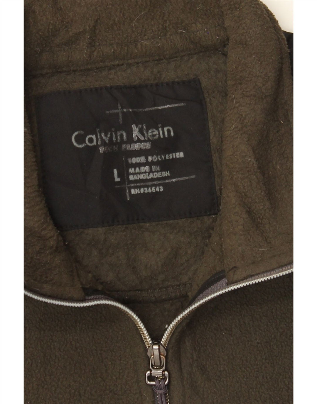 Мужская флисовая куртка Calvin Klein UK 40, большой цвет хаки, полиэстер с цветными блоками