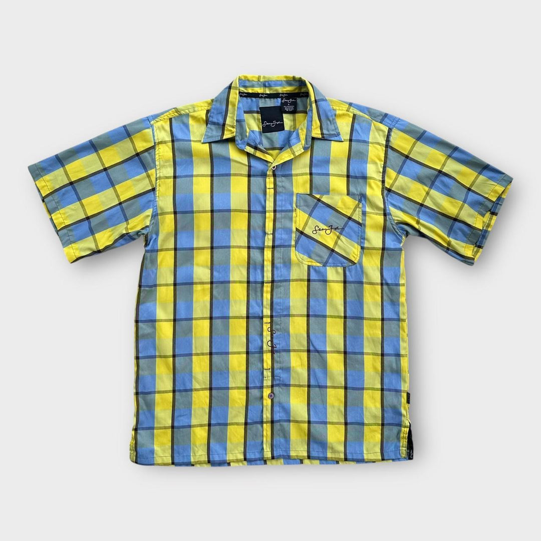 Винтажная рубашка Sean John с коротким рукавом — большого размера (сидит как мешковатый размер XL)