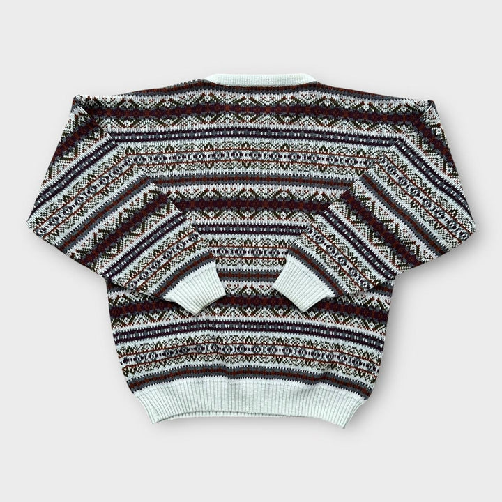 Трикотажный джемпер с винтажным узором 90-х годов — XL.