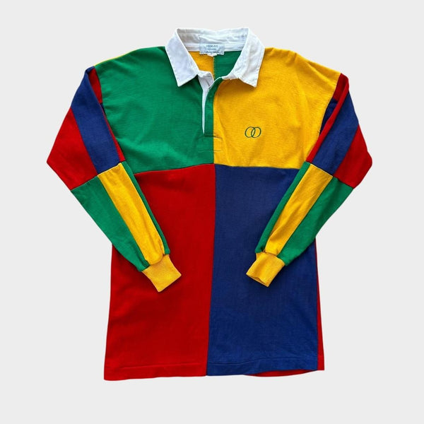 Vintage colour block rugby shirt - medium