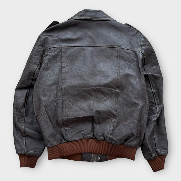 Винтажная кожаная летная куртка - большая