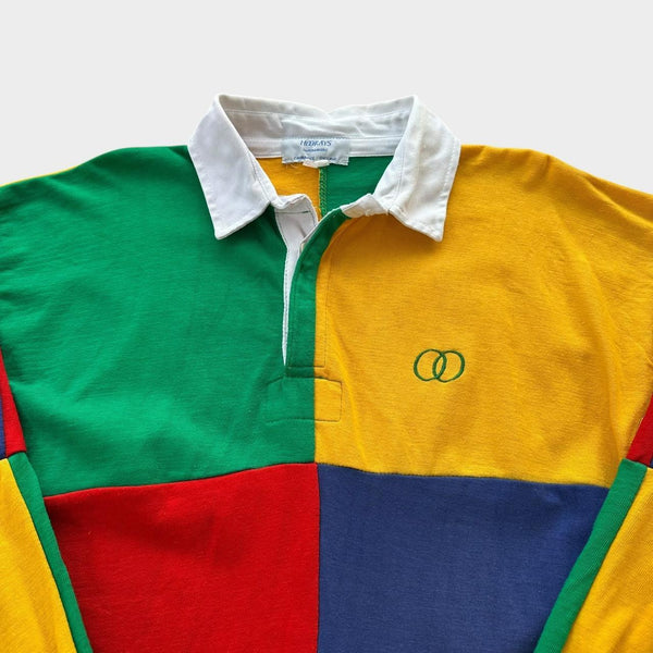 Vintage colour block rugby shirt - medium