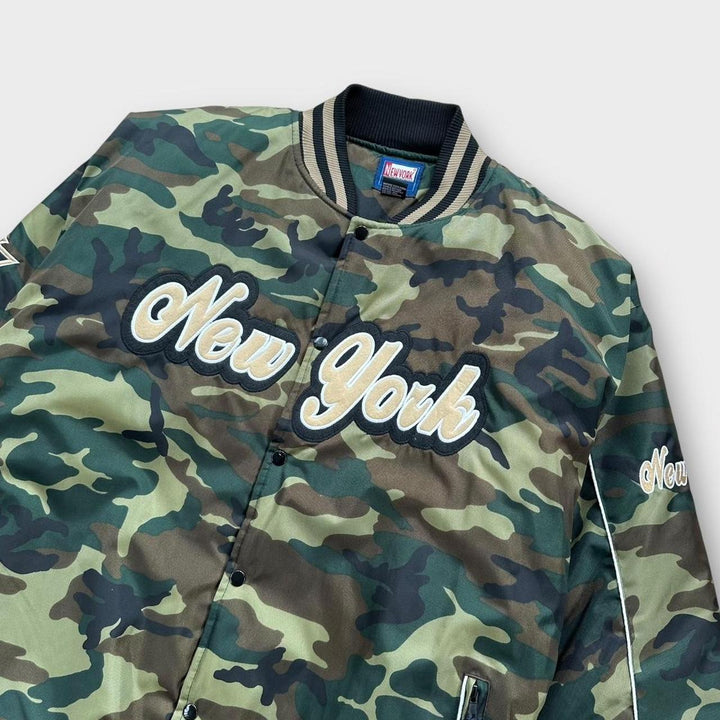Винтажный бомбер New York с камуфляжным принтом - XL (сидит как XXL)