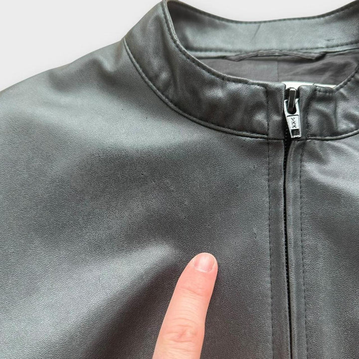 Винтажная женская кожаная куртка Y2K - UK12