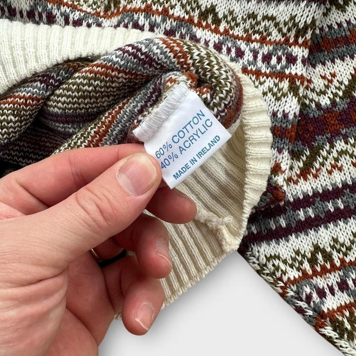 Трикотажный джемпер с винтажным узором 90-х годов — XL.