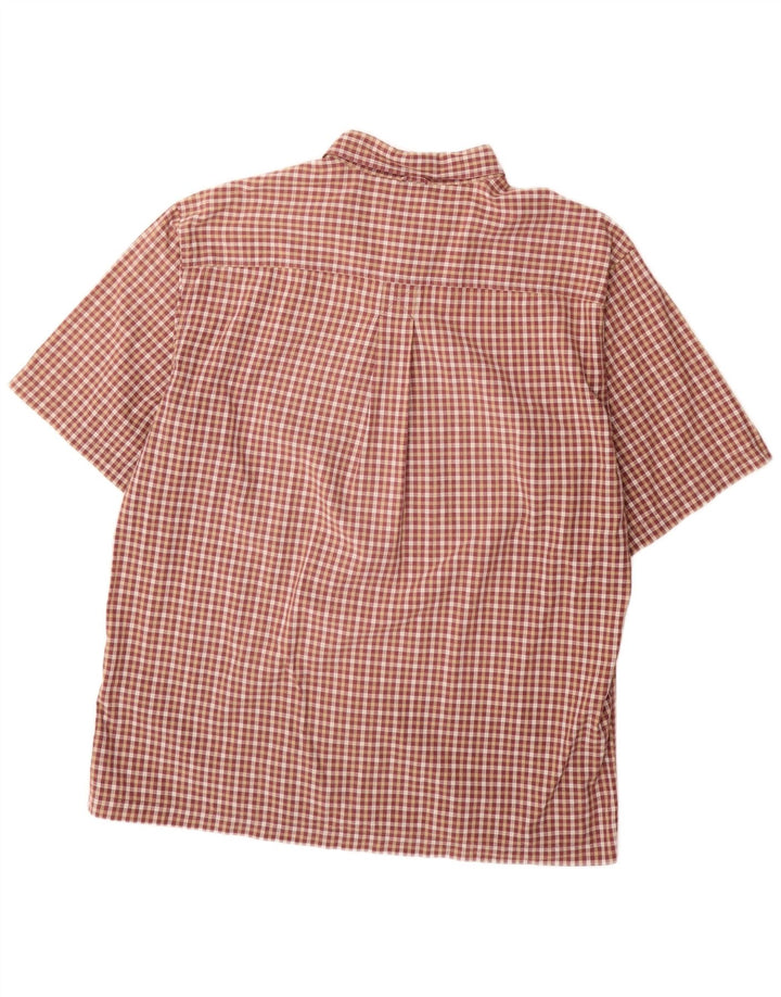 TIMBERLAND Мужская рубашка с коротким рукавом XL, бордовая клетка, хлопок