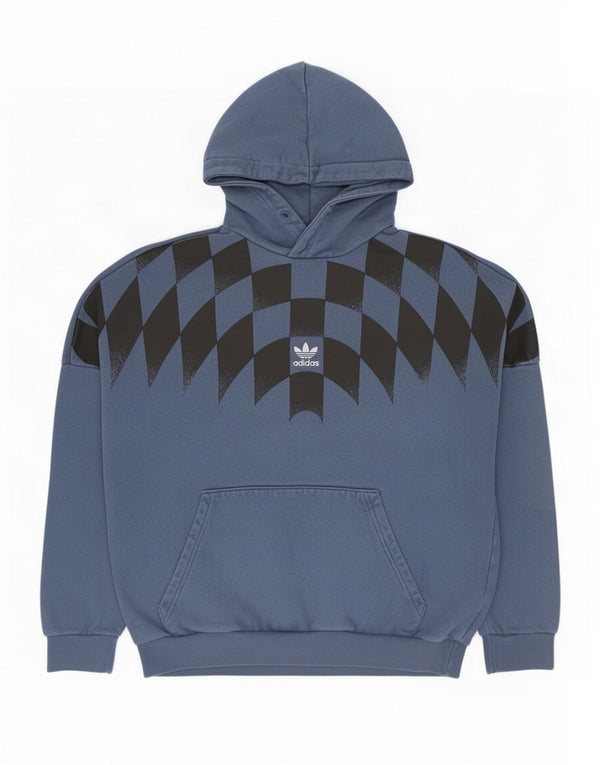 Мужской джемпер с капюшоном Adidas с графическим рисунком XS, синий хлопковый с геометрическим рисунком