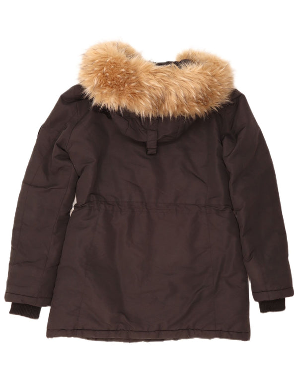 Женская утепленная куртка свободного кроя с капюшоном Superdry UK 8, маленький черный нейлон