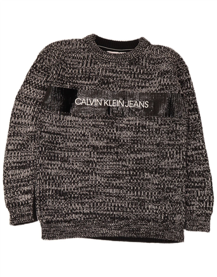 Мужской джемпер с круглым вырезом Calvin Klein Jeans, средний серый в крапинку