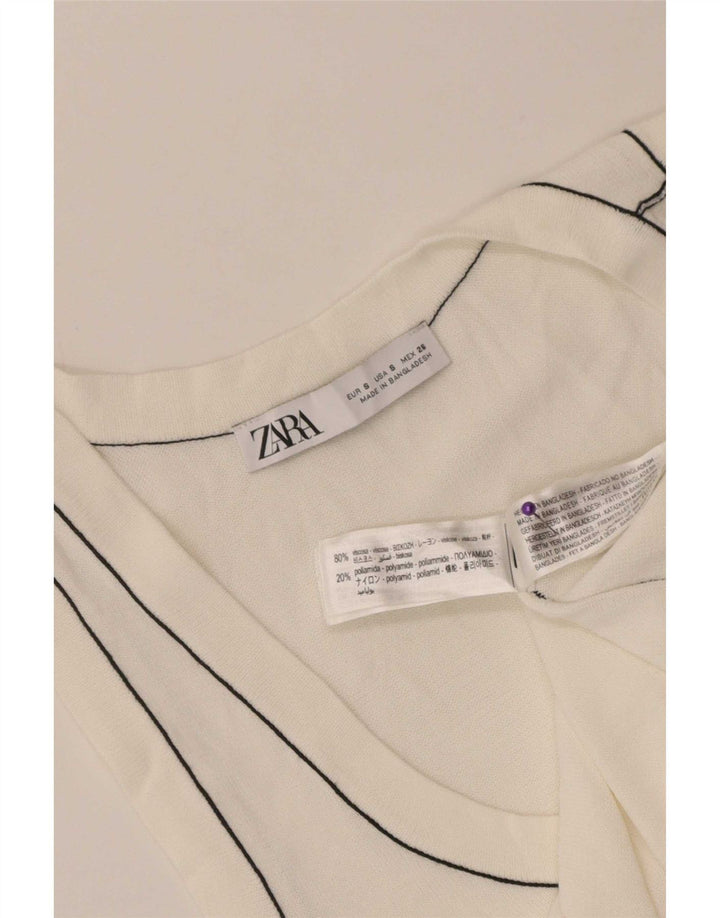 Женский жилет Zara UK 8, маленький, из вискозы белого цвета