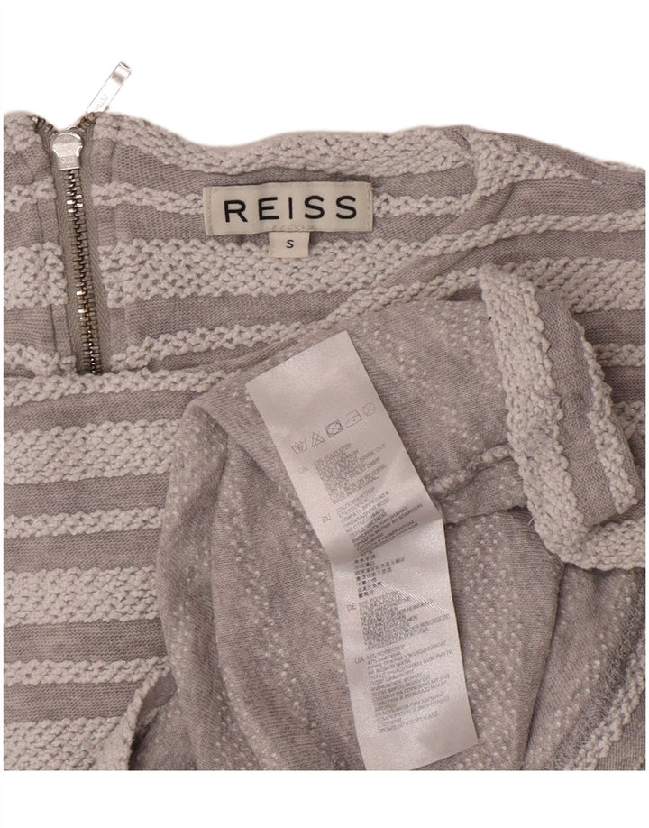 Женский укороченный топ Reiss с длинным рукавом UK 10, маленький серый полосатый полиэстер