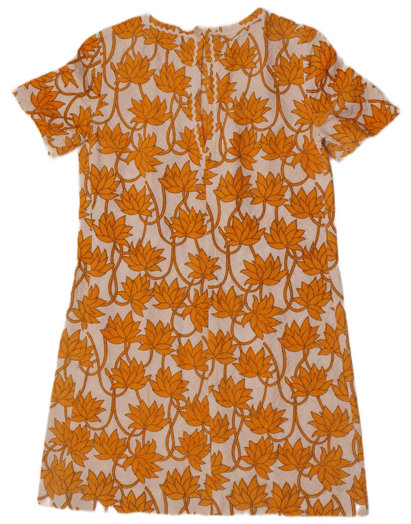 Винтажное женское платье прямого кроя UK 12, средний белый цвет с цветочным принтом