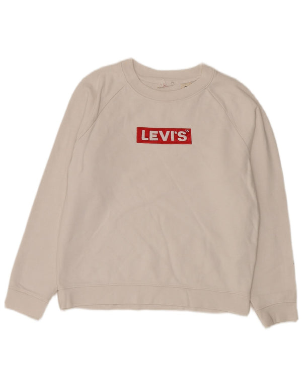 Женский джемпер оверсайз с рисунком Levi's UK 6 XS, белый хлопок