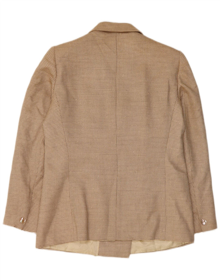 Женский двубортный пиджак Max Mara UK 16, большой бежевый с геометрическим узором