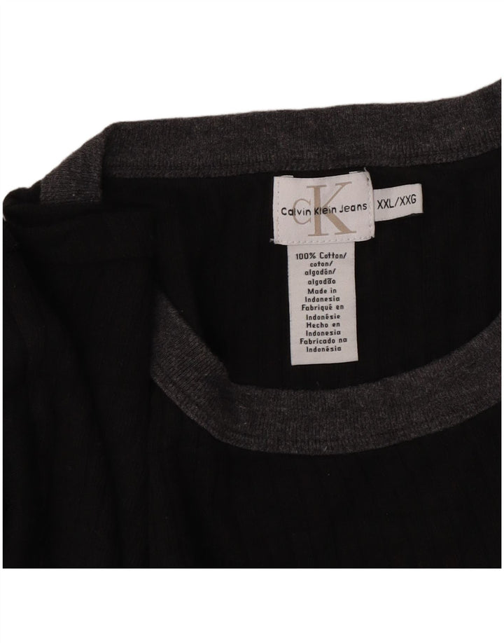 Calvin Klein Jeans Мужской топ с длинным рукавом 2XL, черный хлопок