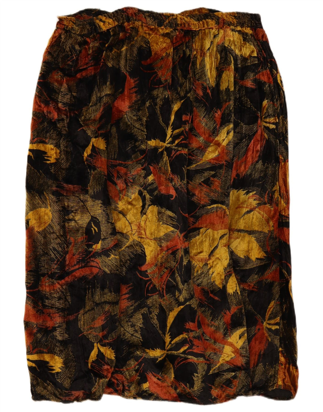 ВИНТАЖНАЯ женская велюровая юбка-трапеция W38 XL, черный вискоза с цветочным принтом