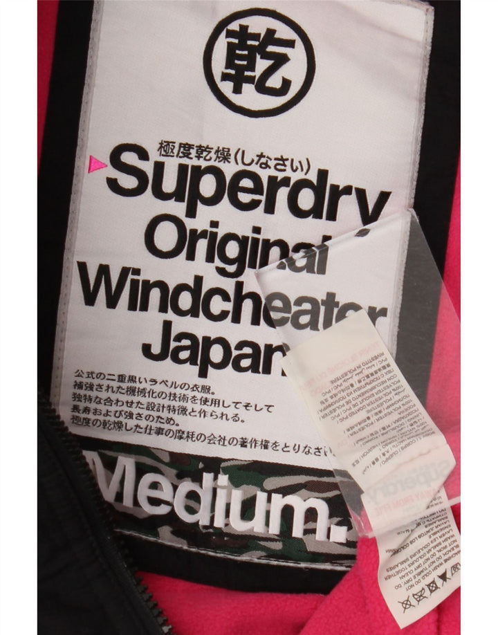 SUPERDRY Женская ветровка с капюшоном UK 14 Средний Черный