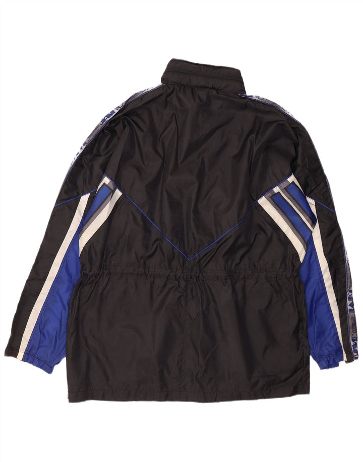 Мужская дождевик JAKO с капюшоном и графическим рисунком UK 42 XL, черный нейлон с цветными блоками