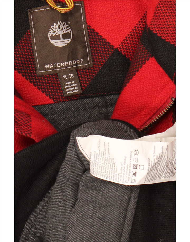 TIMBERLAND Mens Bomber Jacket UK 42 XL Red Check Polyester