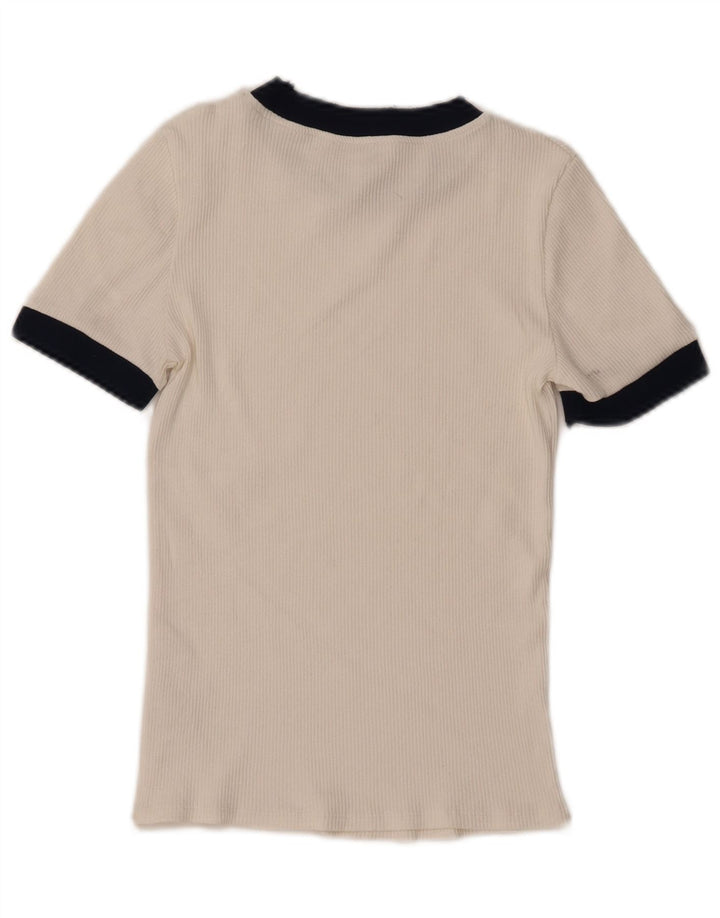 Женская футболка Zara Top UK 12, средний белый цвет, полиэстер с цветными блоками