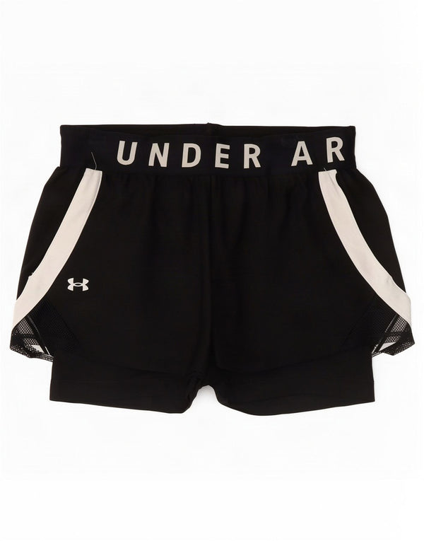 Женские спортивные шорты с графическим рисунком Under Armour, Великобритания, 8, маленькие, черные, с цветными блоками