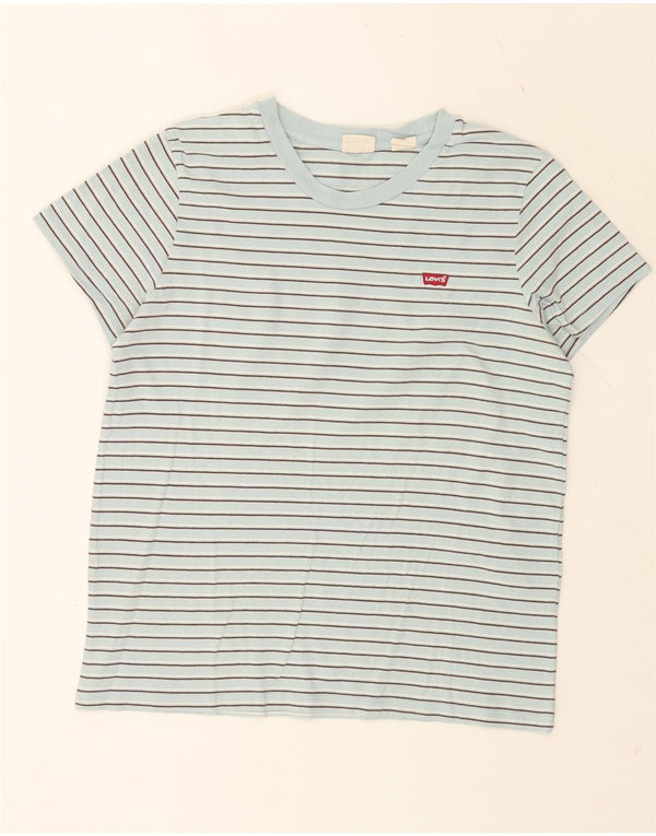 Женская футболка Levi's Top UK 14, хлопковая средняя синяя полоска