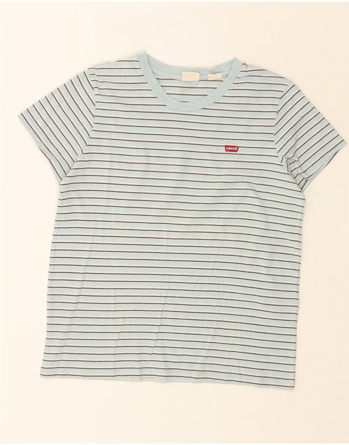 Женская футболка Levi's Top UK 14, хлопковая средняя синяя полоска