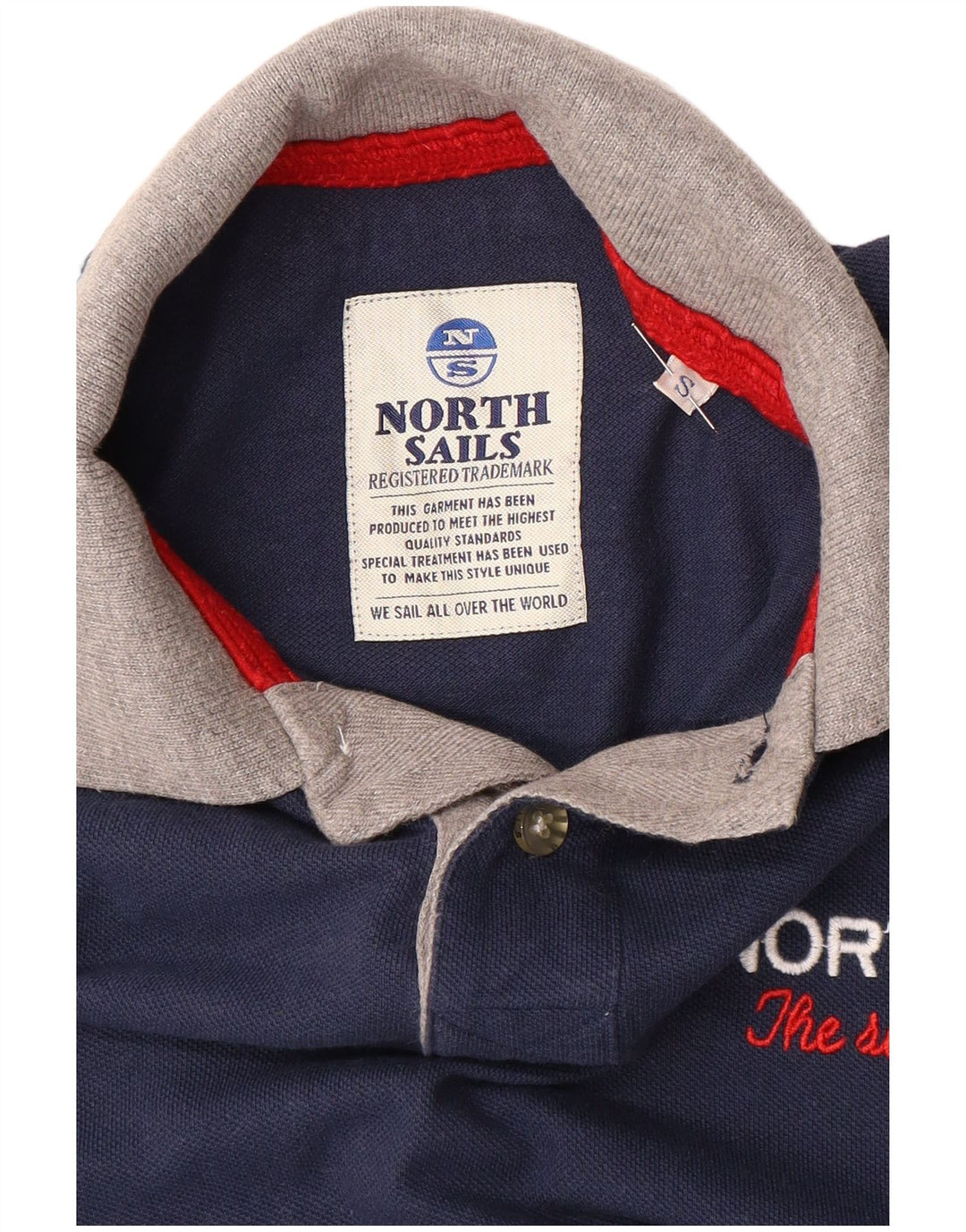 Мужская рубашка поло NORTH SAILS, маленькая, темно-синяя, с цветными блоками
