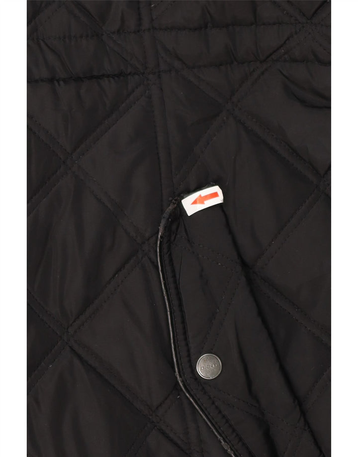 Женское стеганое пальто DKNY с капюшоном UK 18 XL, черный полиэстер