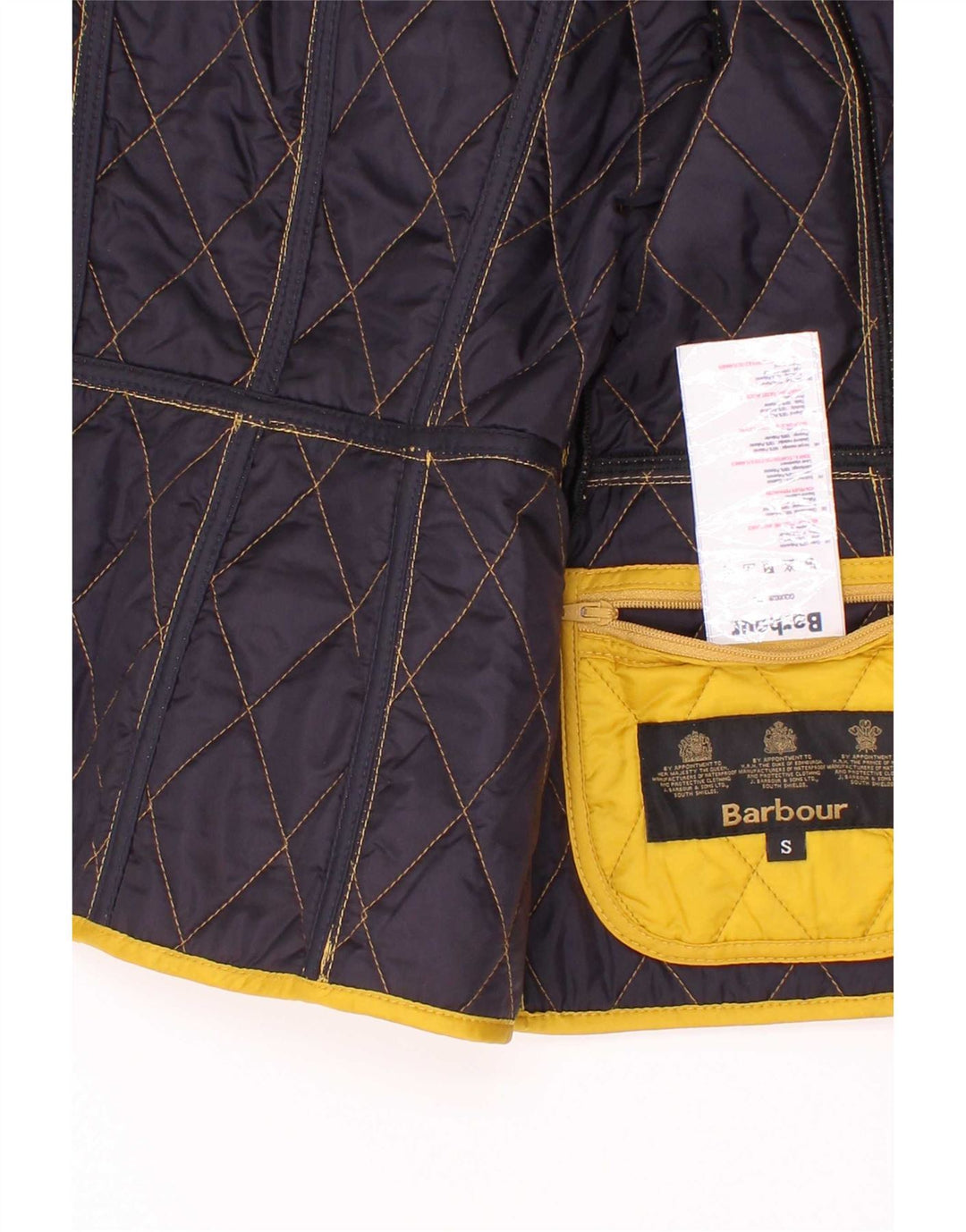Стеганая куртка Barbour для девочек 5–6 лет, маленькая желтая с цветными блоками, полиамид