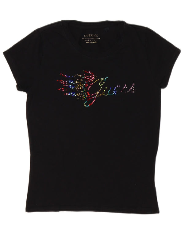 Guess Женская футболка с рисунком Top UK 6 XS, черный хлопок