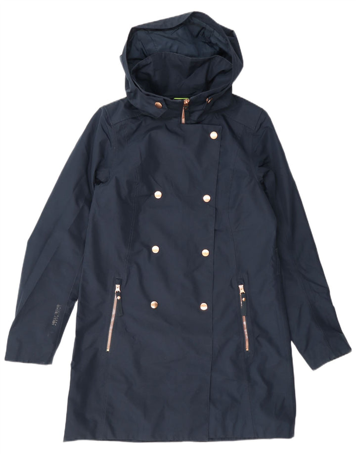 Женский двубортный плащ с капюшоном Helly Hansen UK 10, маленький темно-синий