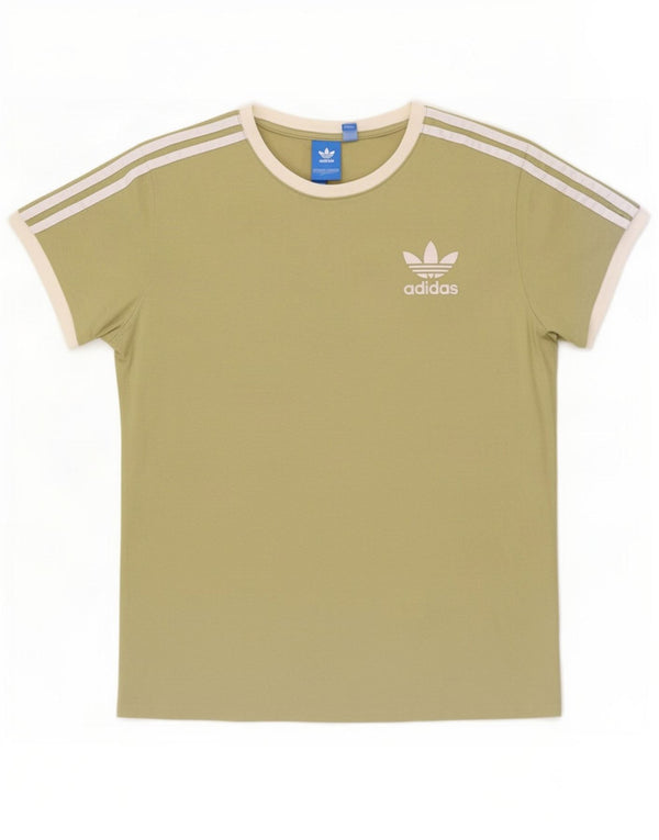 Женская футболка Adidas Top UK 8, маленький цвет хаки, хлопок с цветными блоками