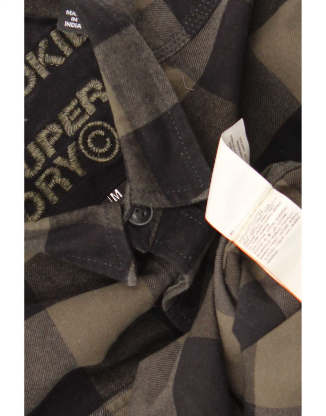 Мужская фланелевая рубашка Superdry Lumberjack среднего размера, хаки, хлопок в мелкую клетку