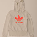ADIDAS  Graphic Hoodie Jumper EU 40 Medium White Cotton Vintage Adidas and Second-Hand Adidas from Messina Hembry 