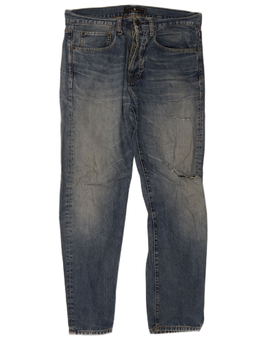 Мужские потертые узкие джинсы Zara EU 42, большие W32 L30, синие