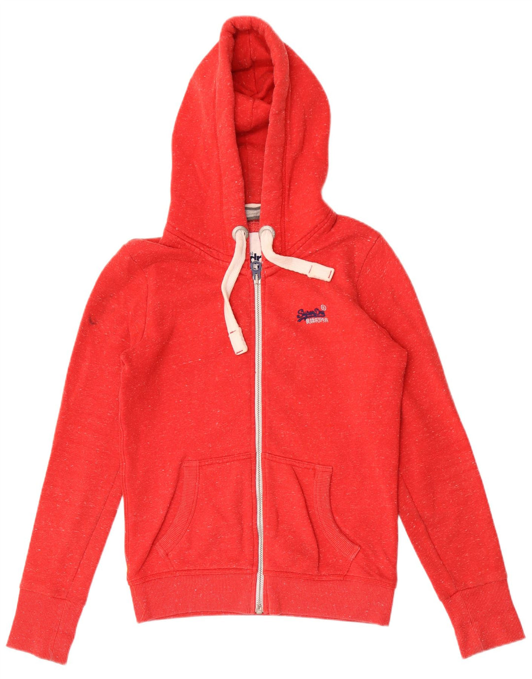 SUPERDRY Мужской свитер с капюшоном на молнии, маленький красный, из полиэстера с крапинками