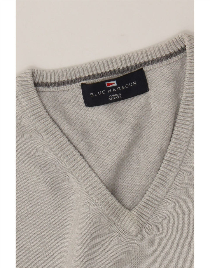Мужской джемпер с v-образным вырезом Marks & Spencer Blue Harbour, большой серый